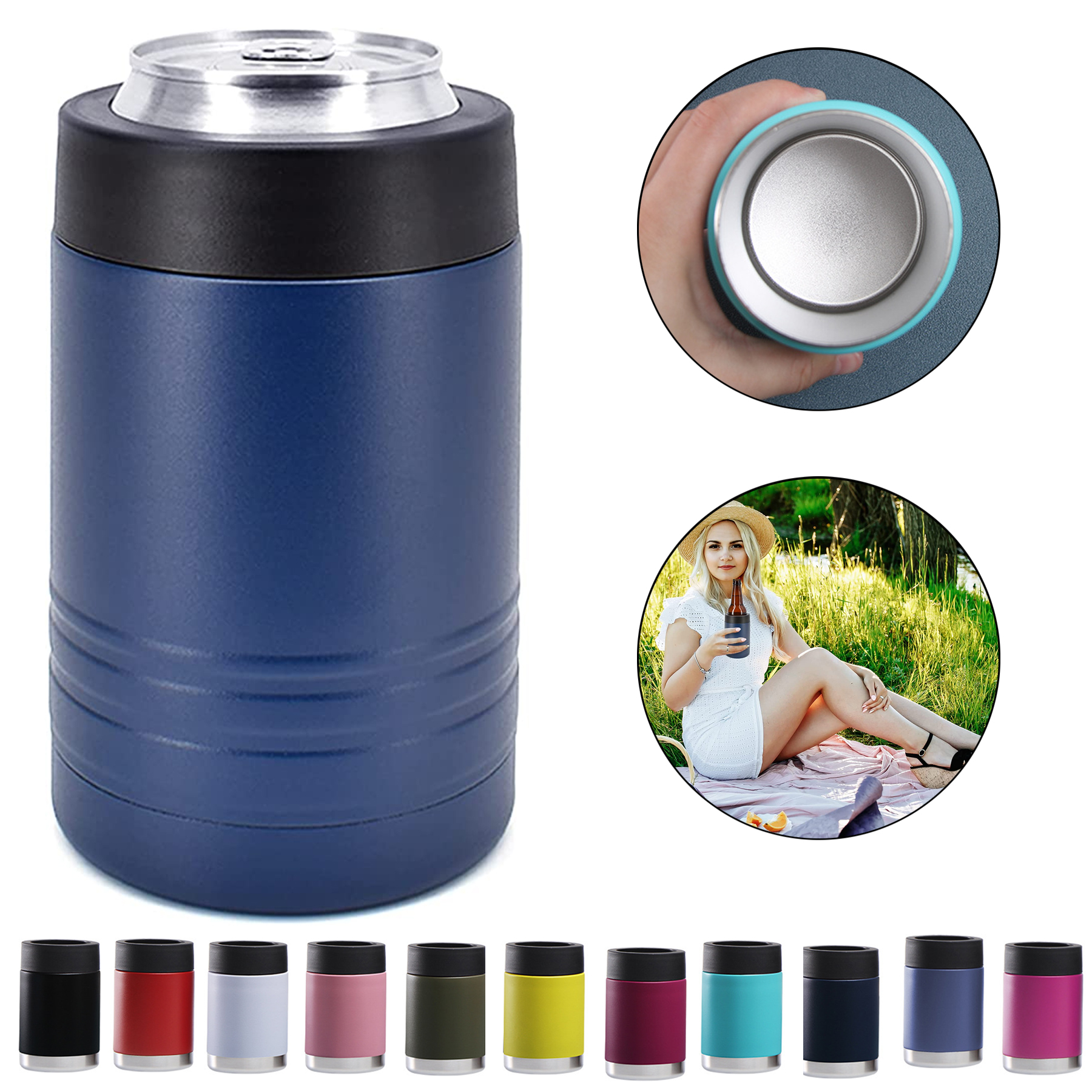 4-in-1 Insulated Bottle and Can Cooler, custom koozie with logo imprint 2