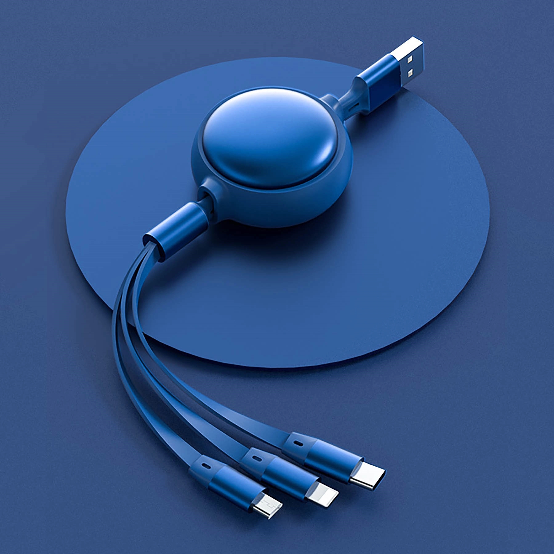 3 in 1 Multi USB Retractable Charger Cable 3A Multiple Cord 10