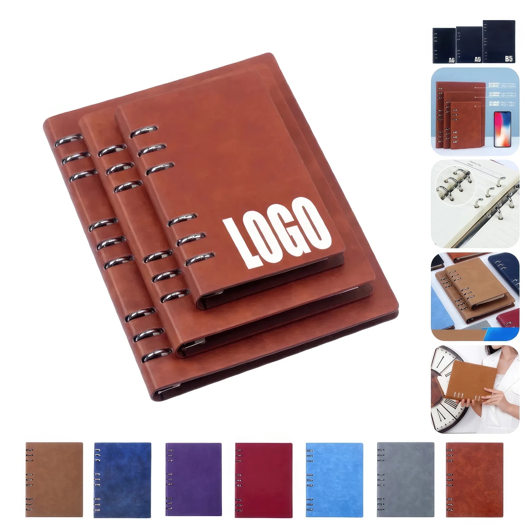 PU Leather A6/A5/B5 Business Travel Journal Diary Notebook 1