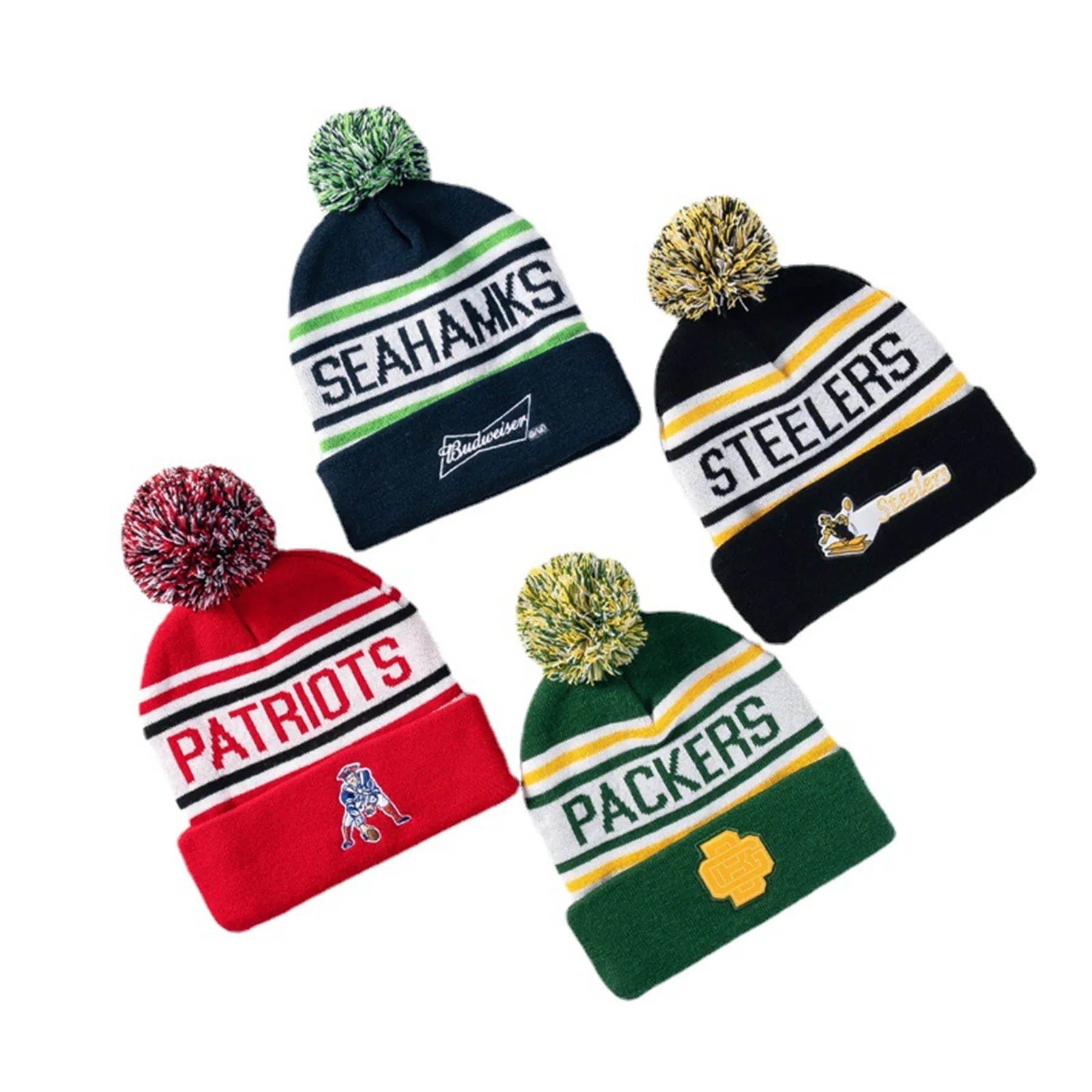 Jacquard Knitted Beanie Hat With Pom 10