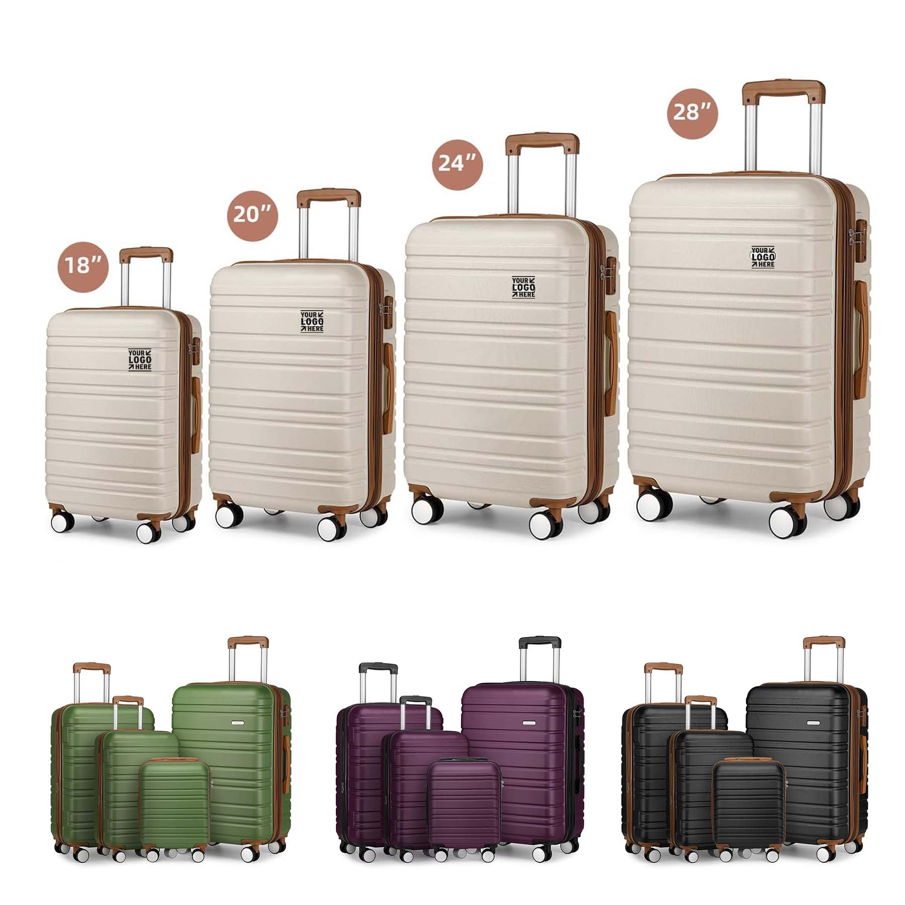 4 Piece Expandable Hardside Lightweight Travel Luggage Set 2