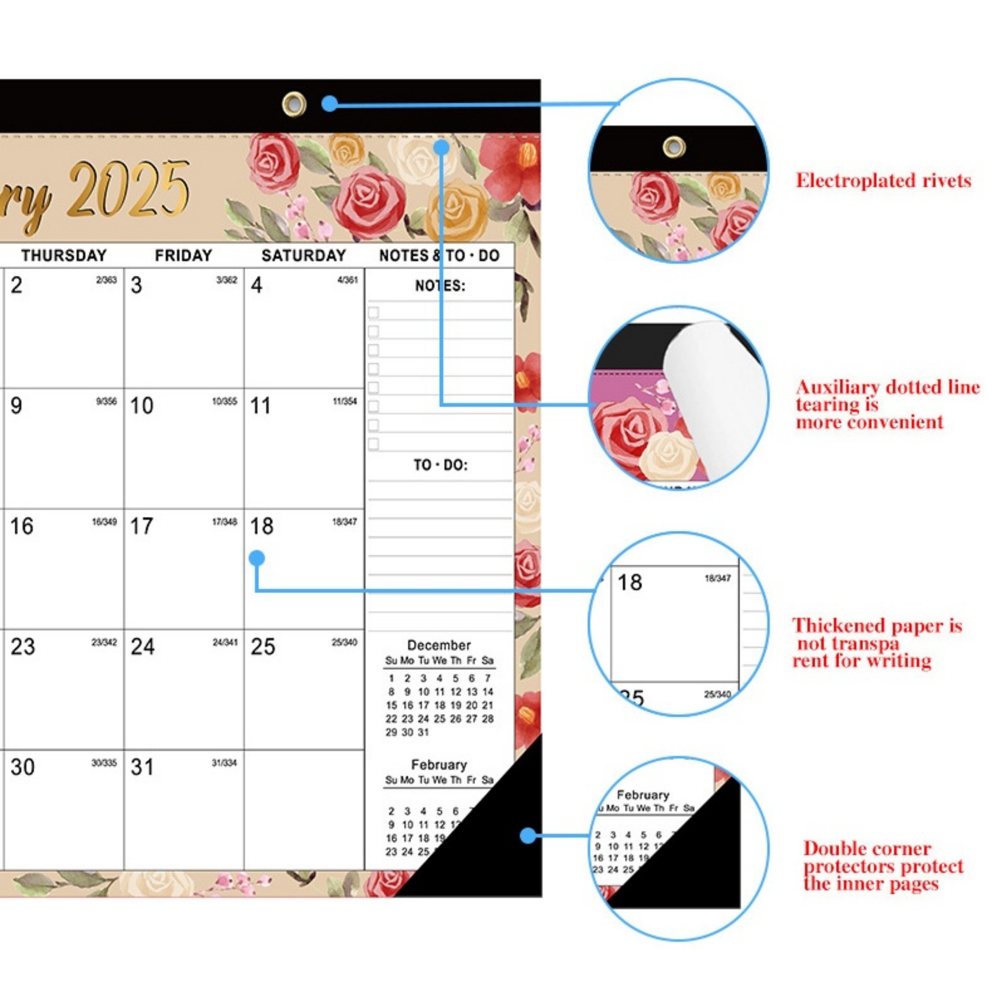 18 Months 17"*12" Wall Calendar From Jan 2025 To June 2026 2