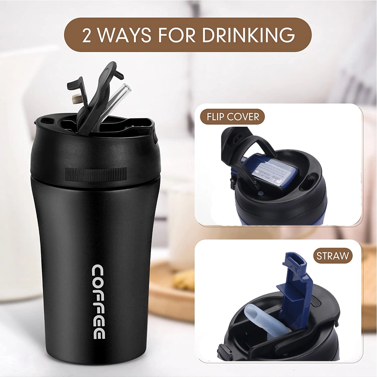 14Oz Reusable Double Wall Vacuum Tumbler Mug With Straw 4