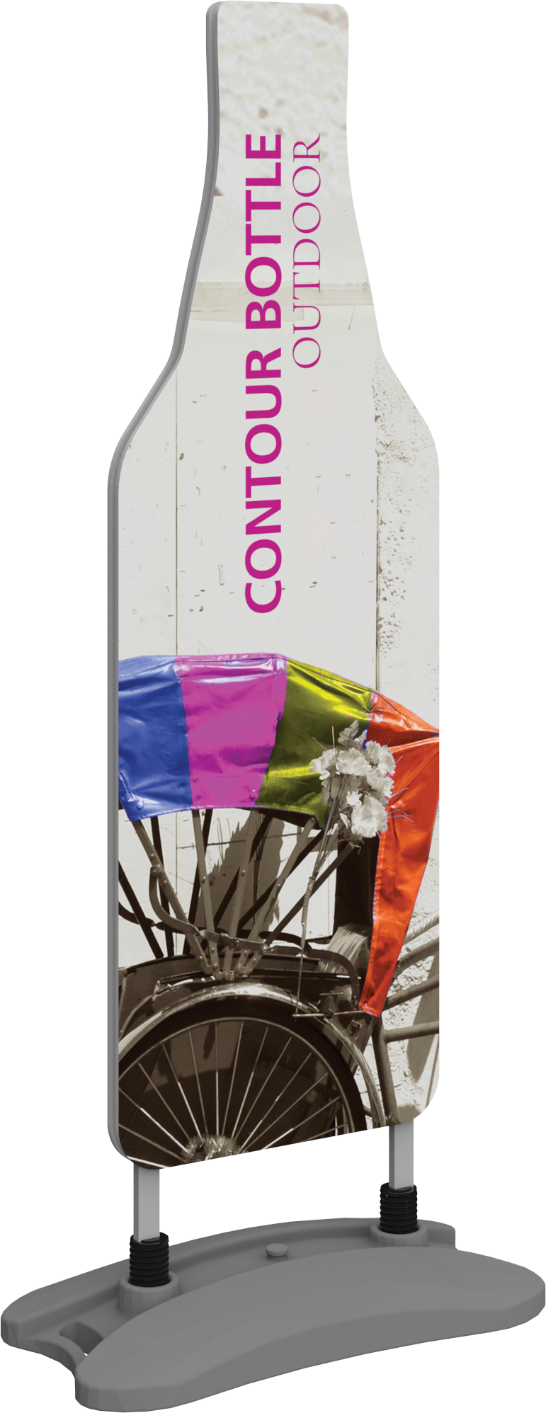 Contour Single-Sided Outdoor Sign Bottle w/Fillable Base