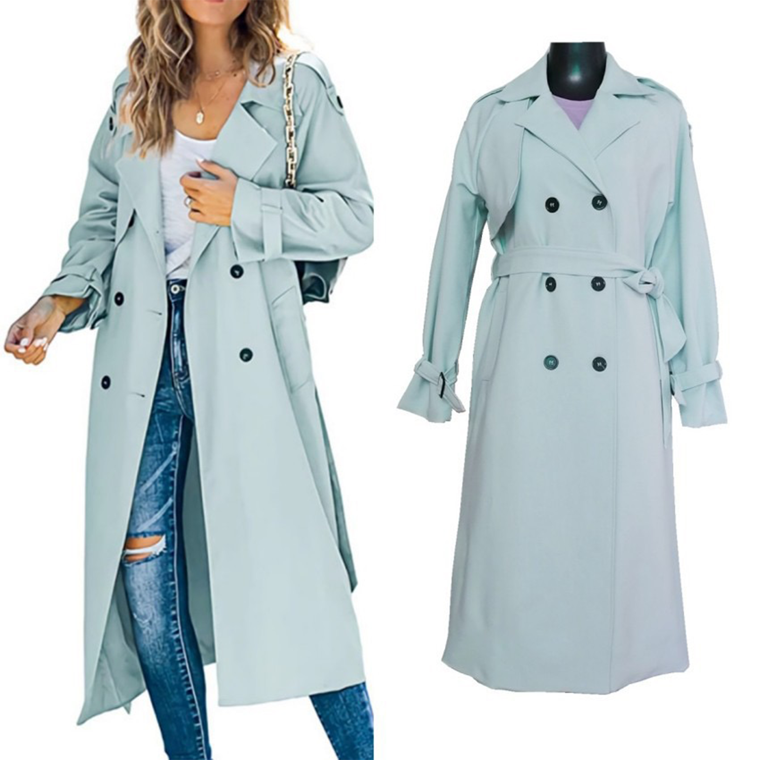 Women's Solid Color Long Coat 3