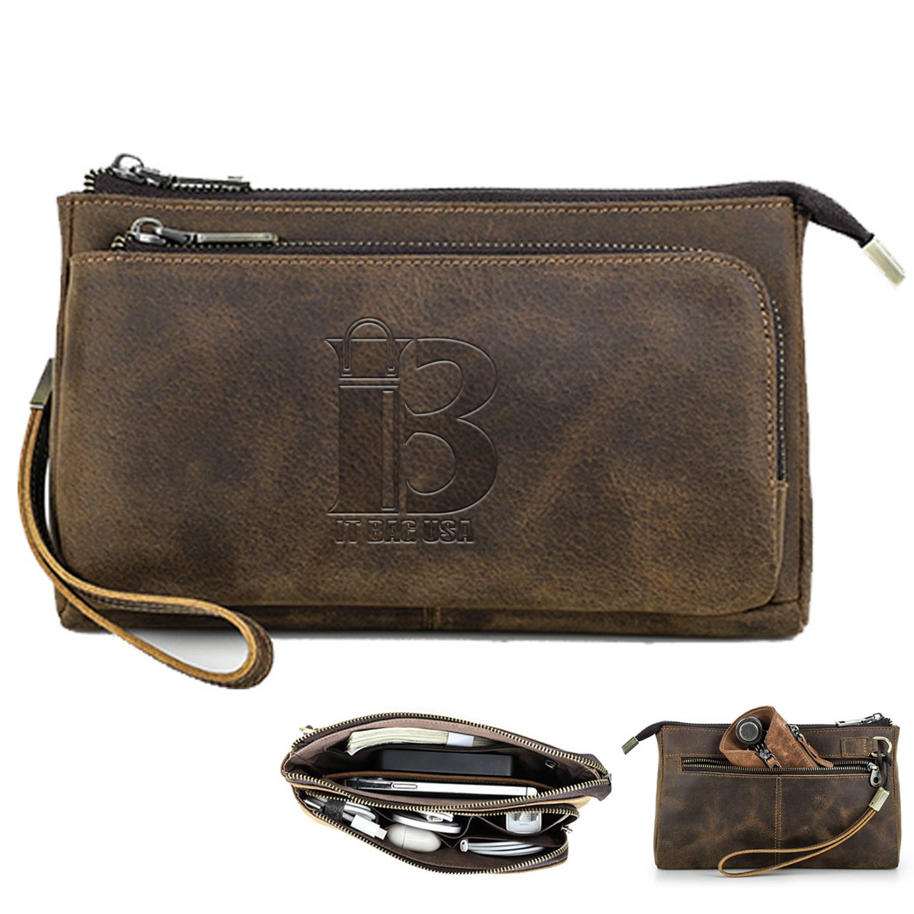 Leather Waterproof Small Vintage Storage Wallet Men Coffee 2