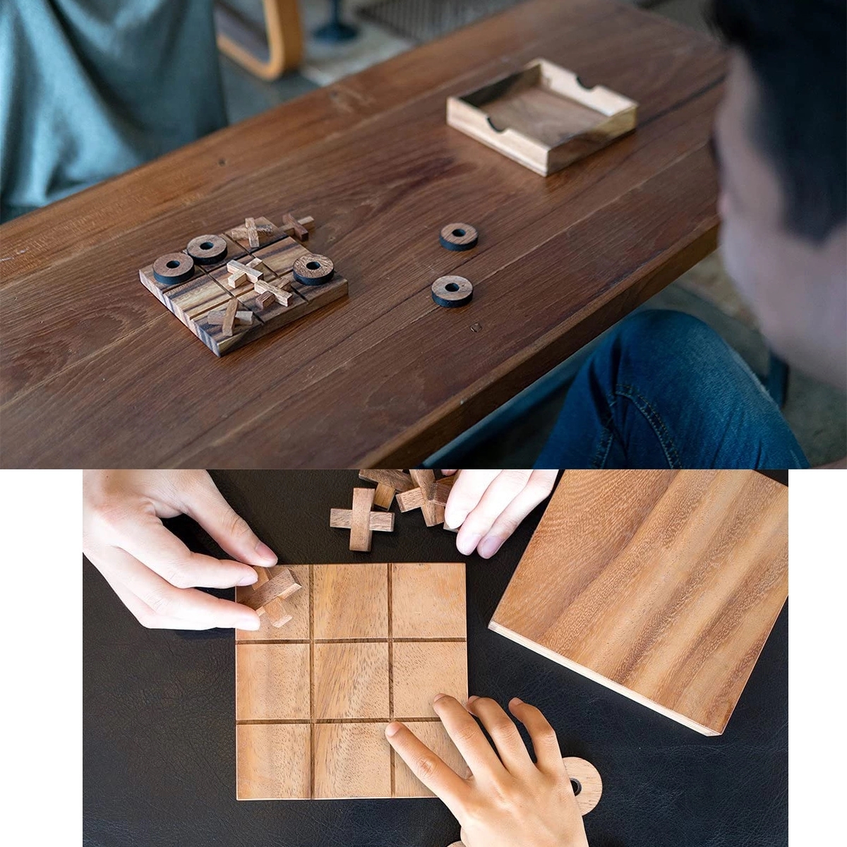 Wooden Tic Tac  Toe Table  Game Toy 3