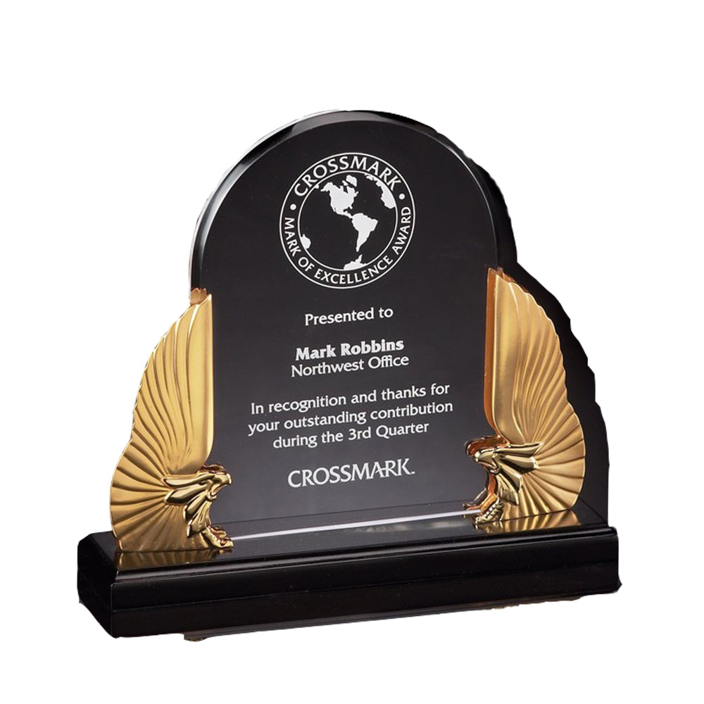 Executive Winged Gold Eagle Acrylic Award on Black Base 1