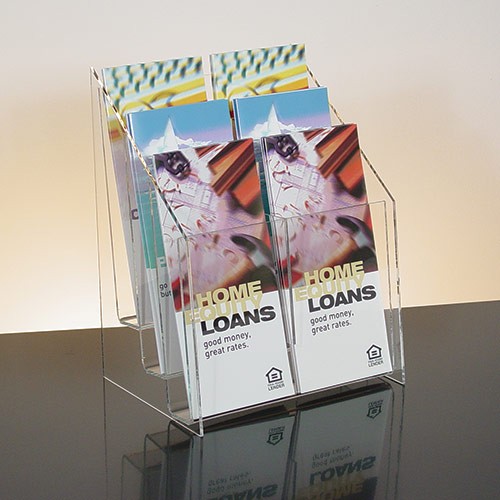 Countertop Brochure Holder, All Clear, 3-tier, 6 pockets for 4" 1