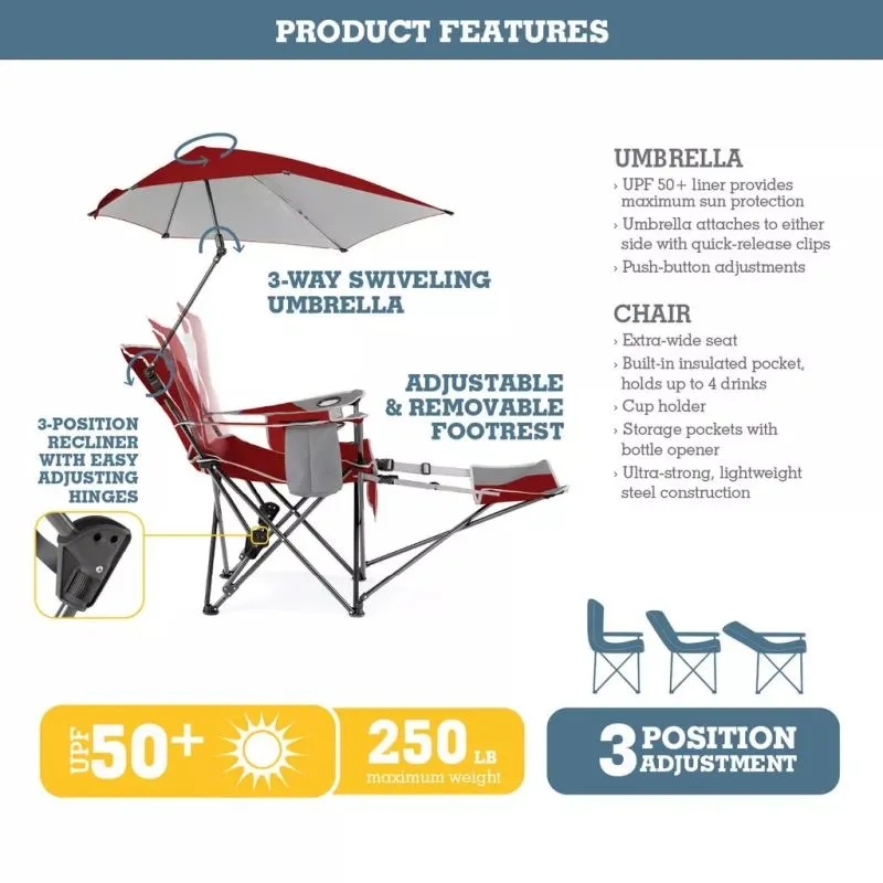Foldable Beach Chair with Umbrella 11