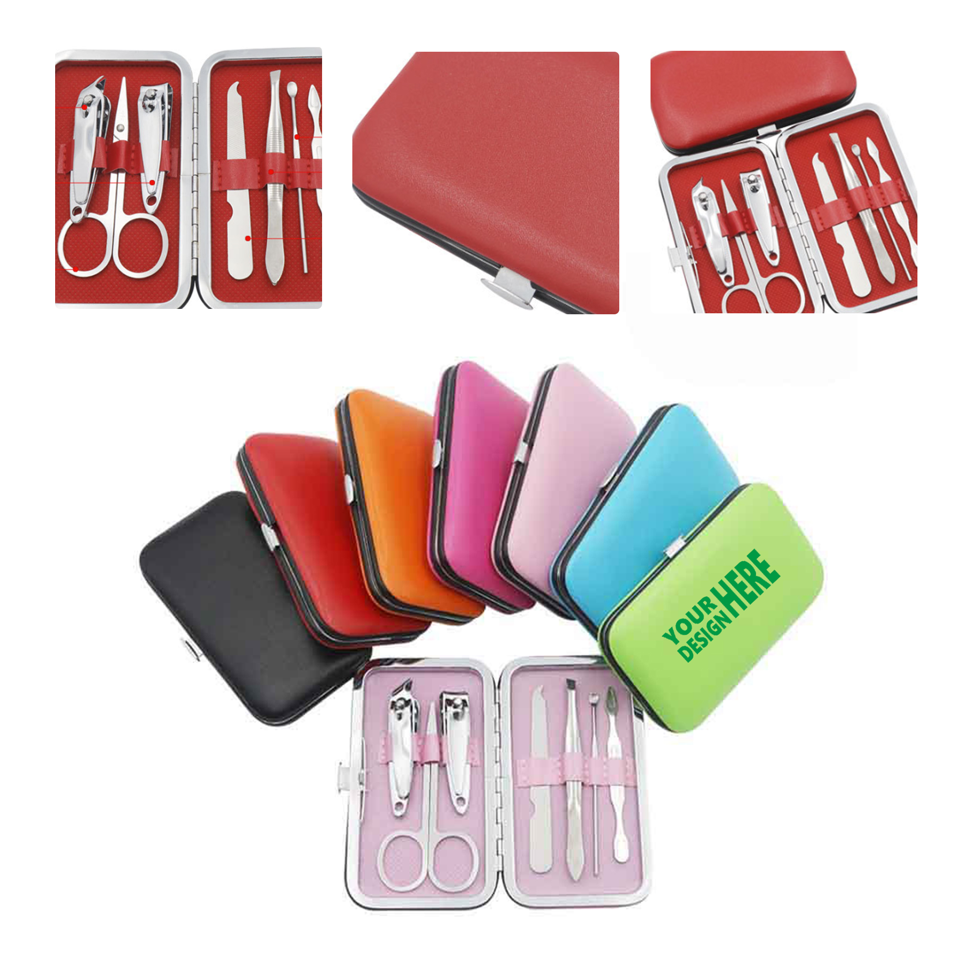 MOQ 50 Custom Logo 7-Piece Candy Color Nail Clipper Set Manicure Kit 1