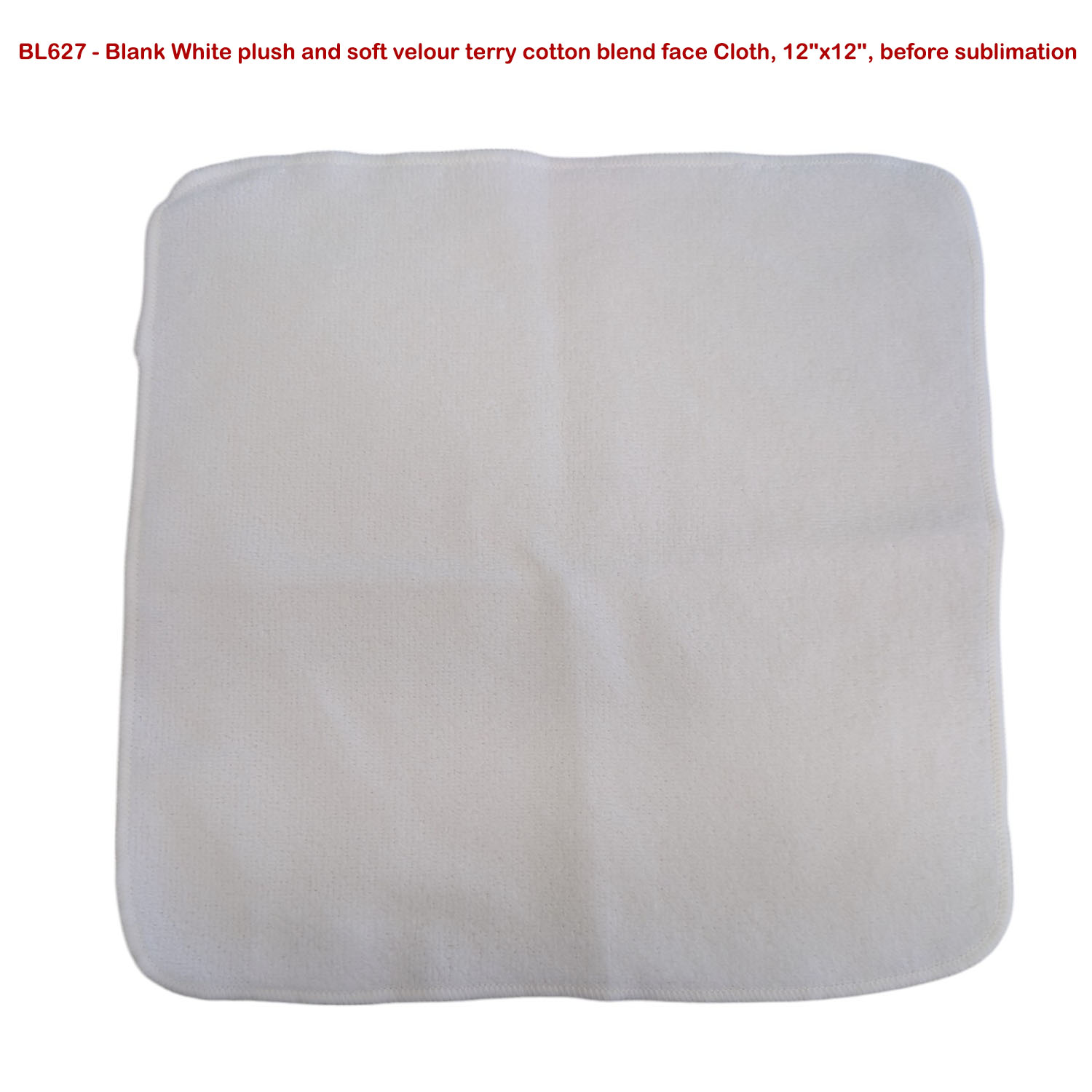 24 Hr Express Ship - Plush and Soft Velour Terry Cotton Blend Face Cloth, 12x12, Sublimated 5
