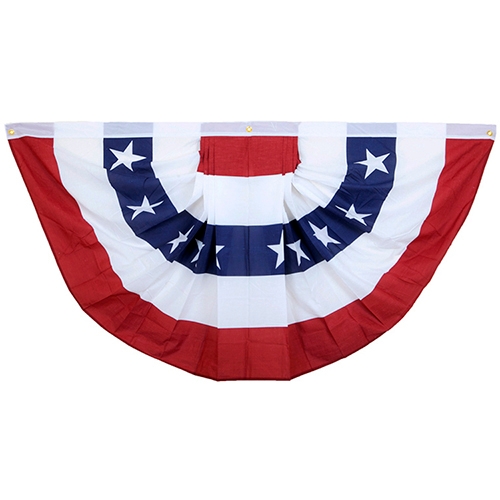 4' x 8' Nylon Printed Stars and 5-Striped Pleated Fan 1