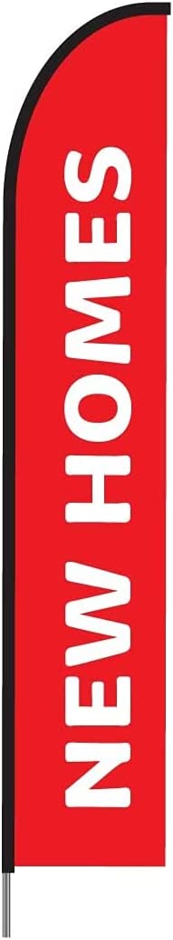 New Homes Signs for Real Estate - Feather Flag Swooper Banner Pole Kit Outdoor Display, 15ft (Red) 5