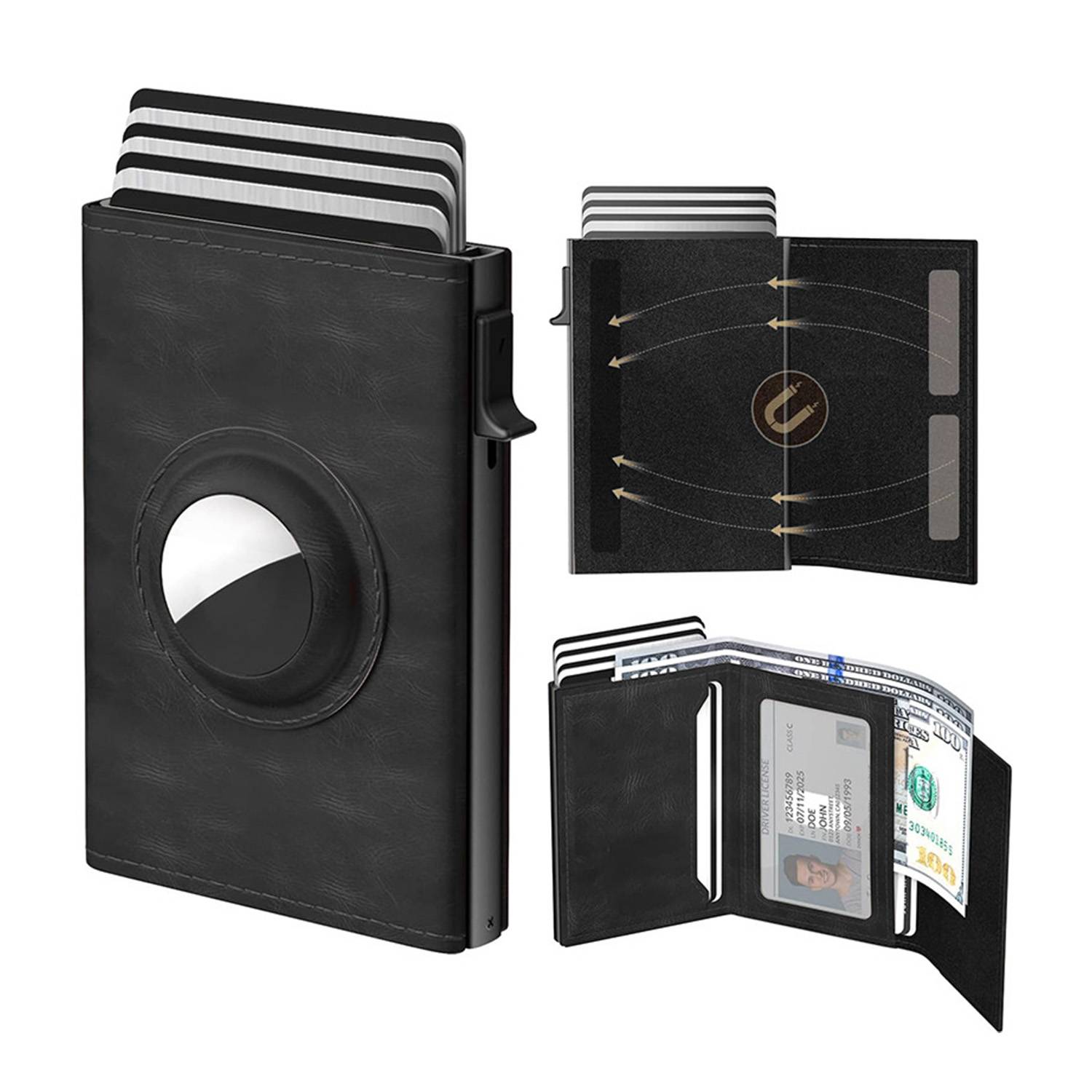 Magnetic Microfiber Leather RFID Trifold Wallet 2