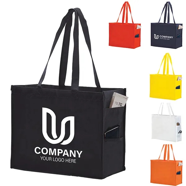 Non Woven Tote with Side Pockets -16x12x6 7