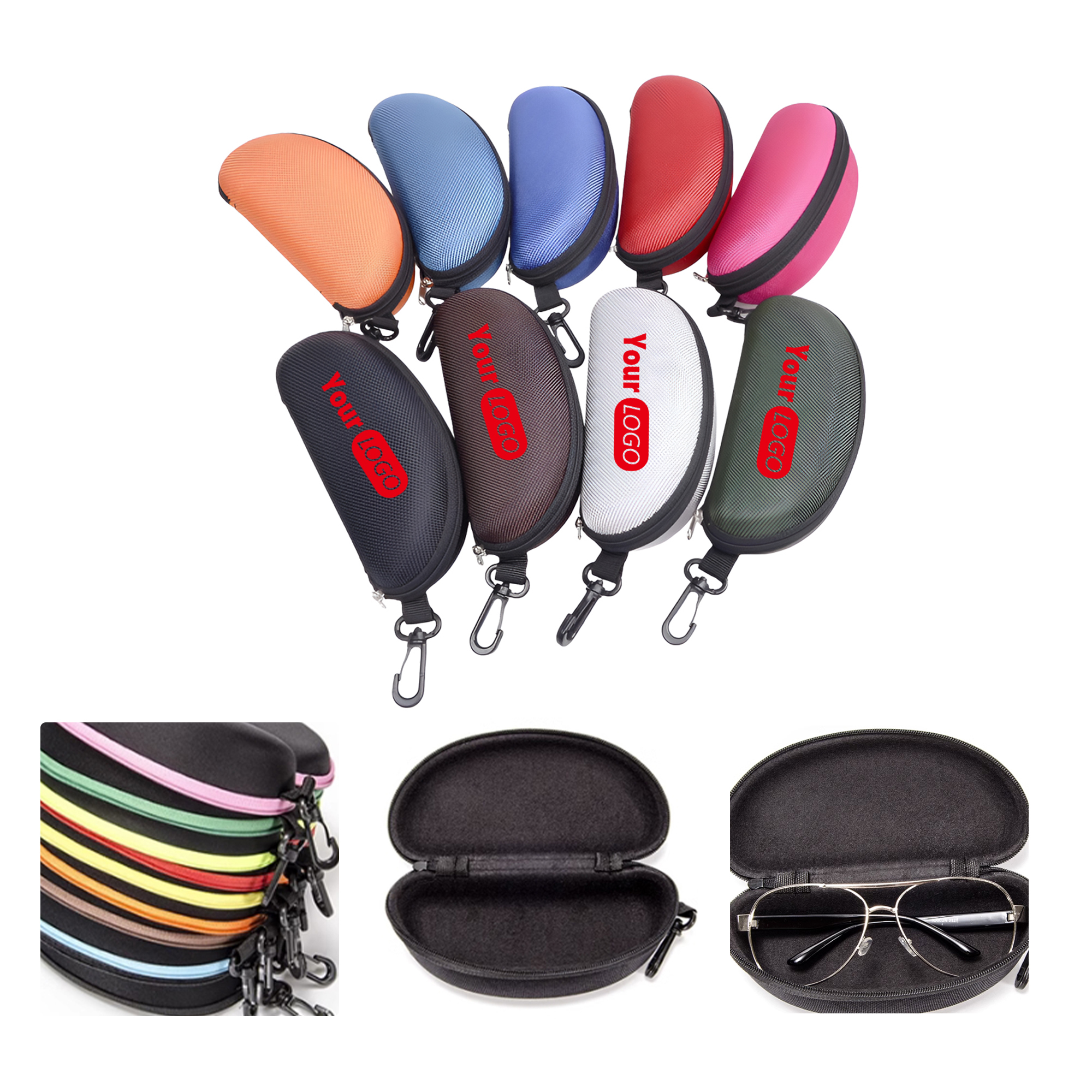 MOQ50 Personalized EVA Sunglasses Case With Hook & Zipper 2