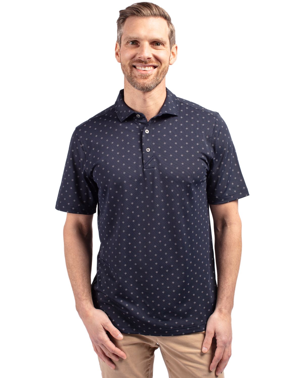 Cutter & Buck Virtue Recycled Tile Print Featherlight Pique Mens Big & Tall Polo Big & Tall 19