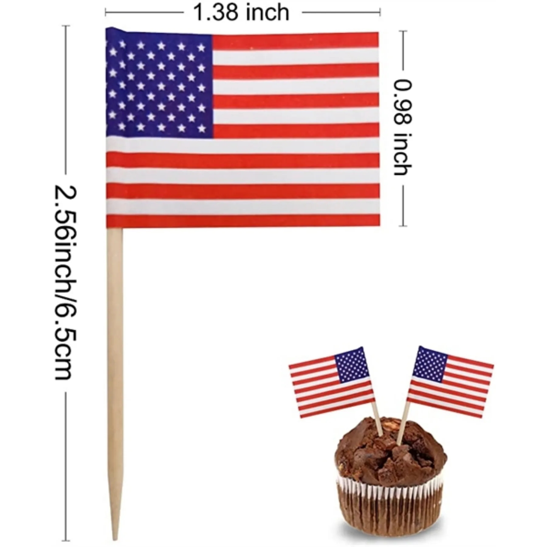 Small Toothpick Mini Stick Cupcake Toppers Flag 1