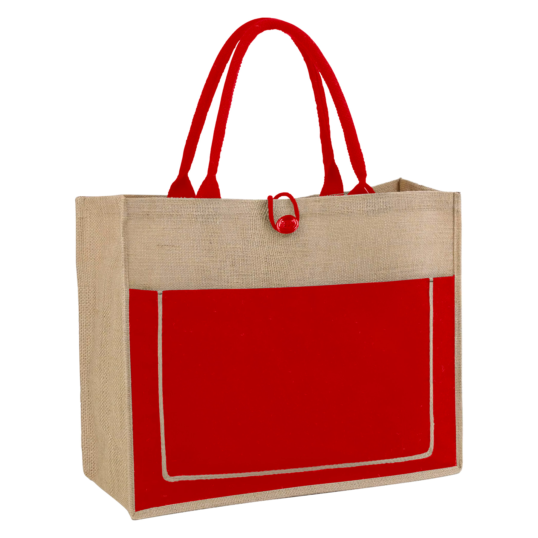 Jute Shopping Pocket Tote Bag With Gusset (11.8'' x 13.8'' x 5.5'') 3