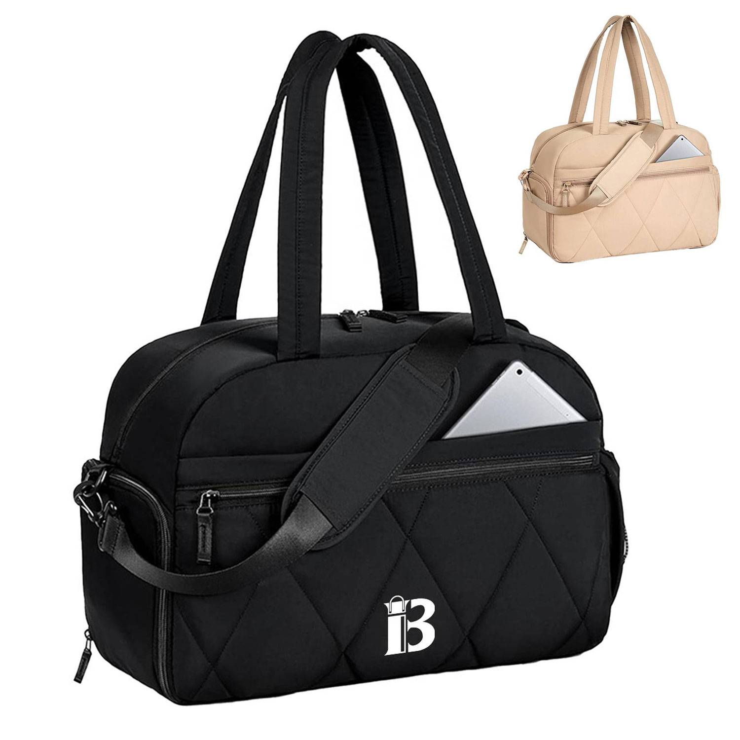 Puffer Nylon Gym Duffel Bag w/ Shoe Compartment 3
