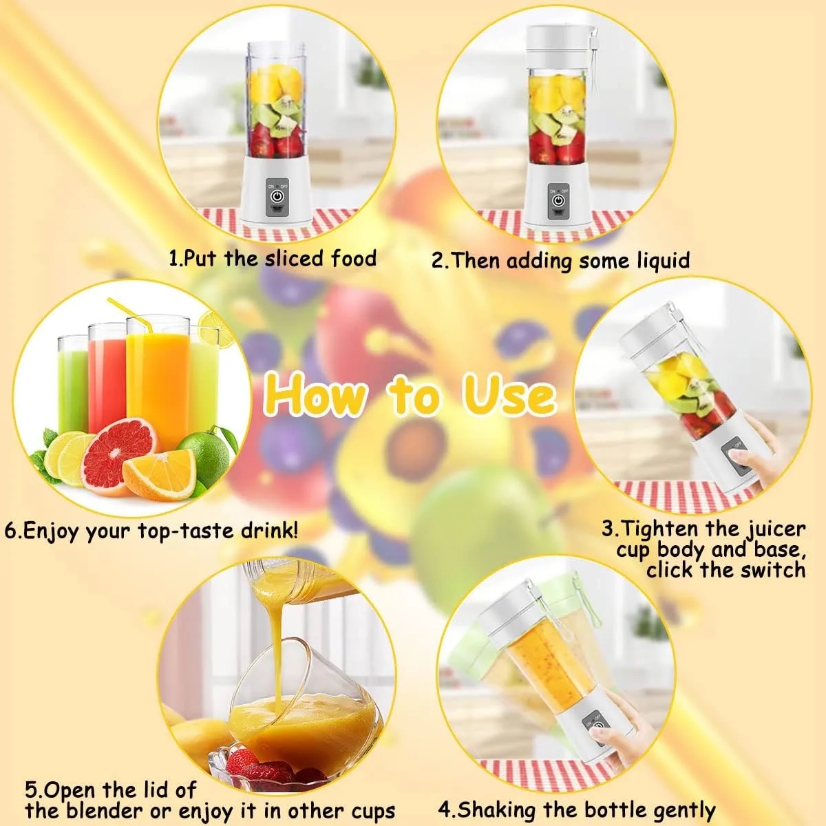 Custom Mini USB Rechargeable Blender For Fruit Smoothies 3