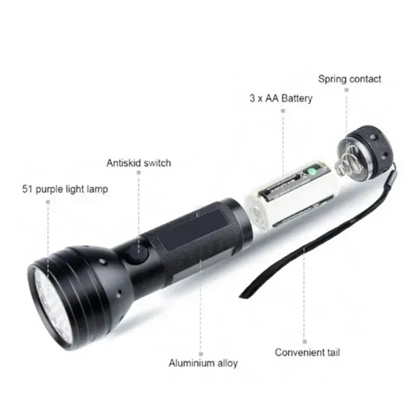 51 LED UV Flashlight For Pet Urine, Bed Bugs, Resin Curing 4