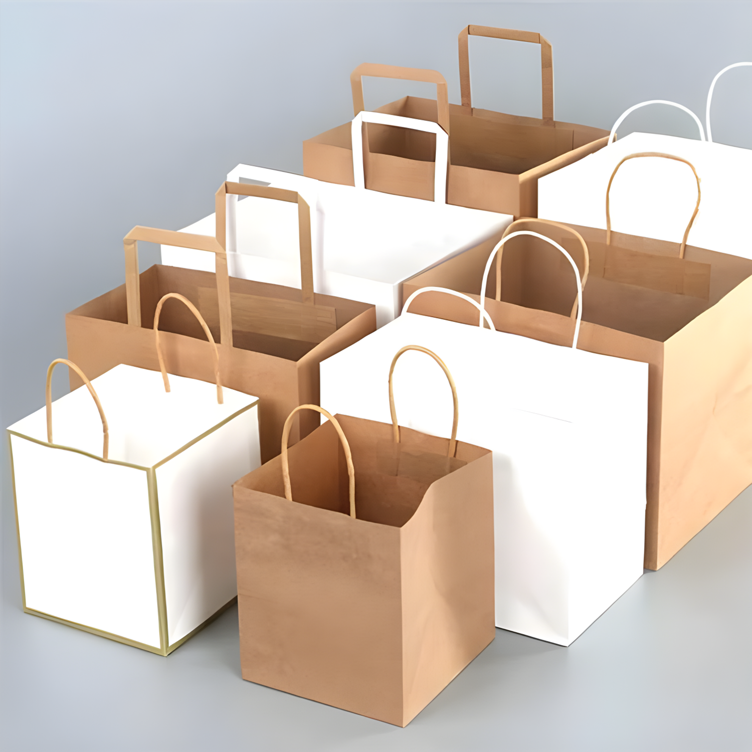 Custom Sizes Eco-friendly Recycled Brown Handles Paper Bag 9