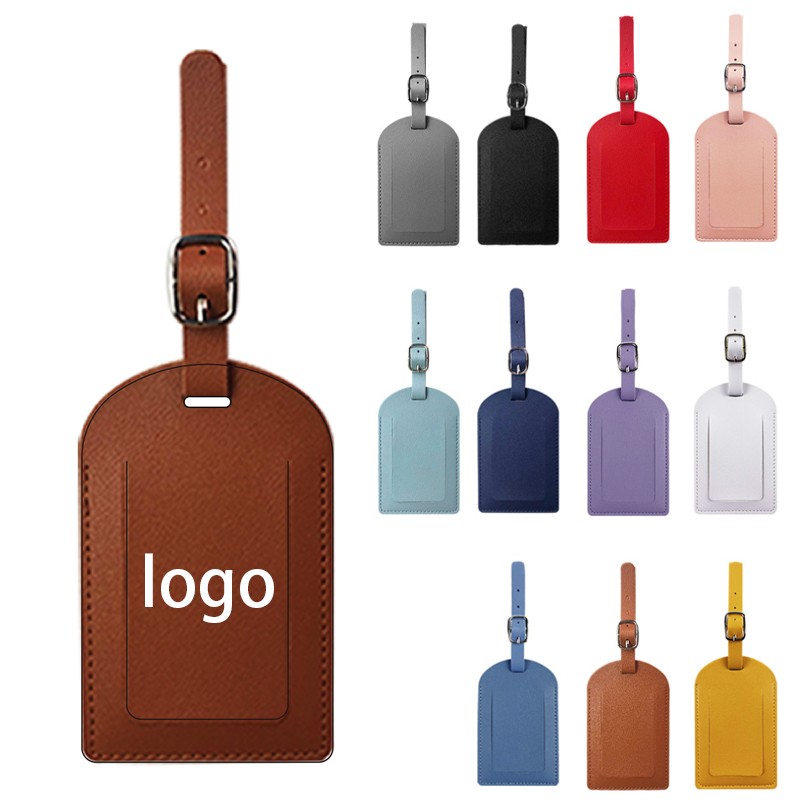 Custom PU Leather Luggage Tag, custom luggage tag with logo imprint 2