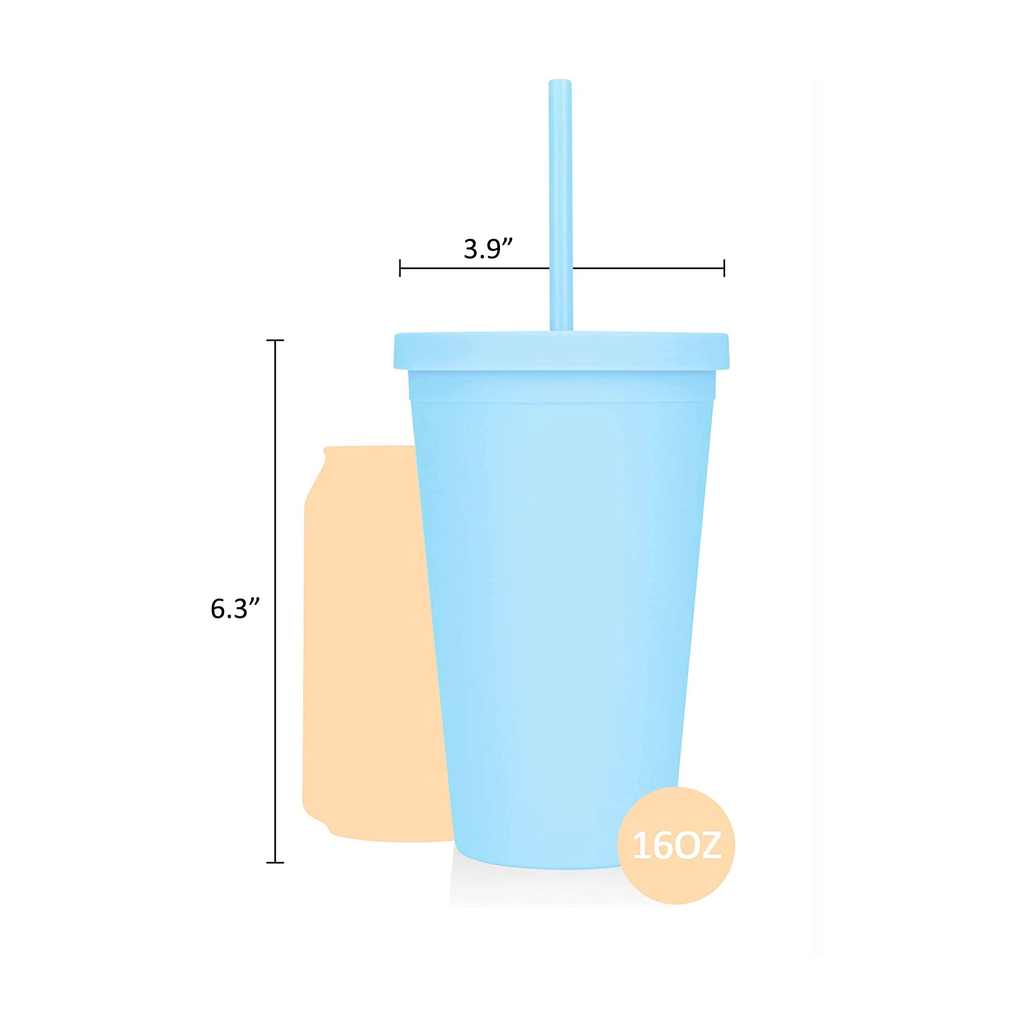 16Oz Plastic Tumbler with Lids and Straws 1