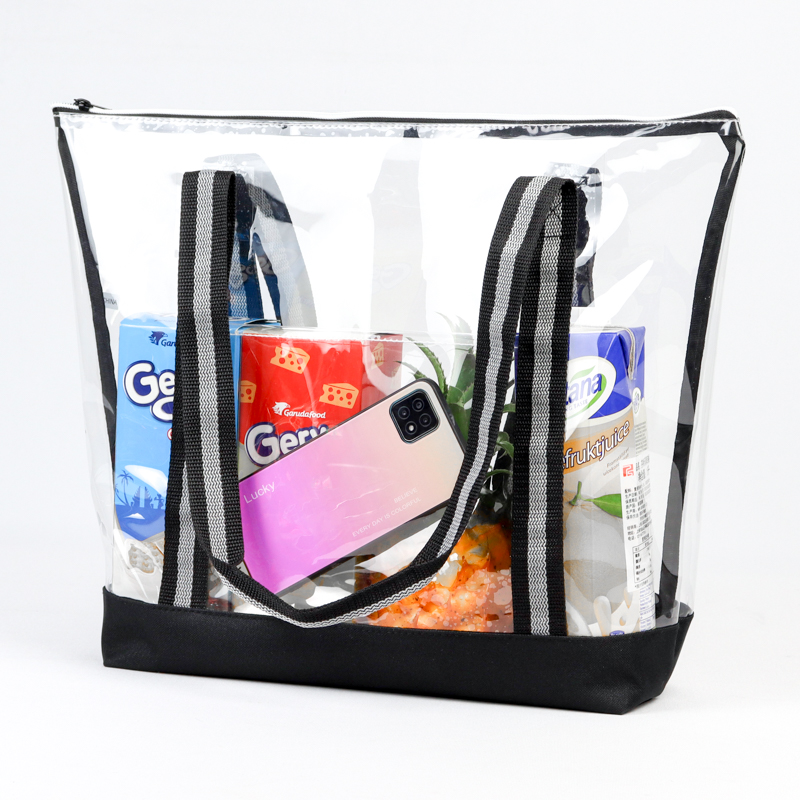 Eco Friendly Clear Beach Tote w/ Zipper, custom tote bag with logo imprint 2