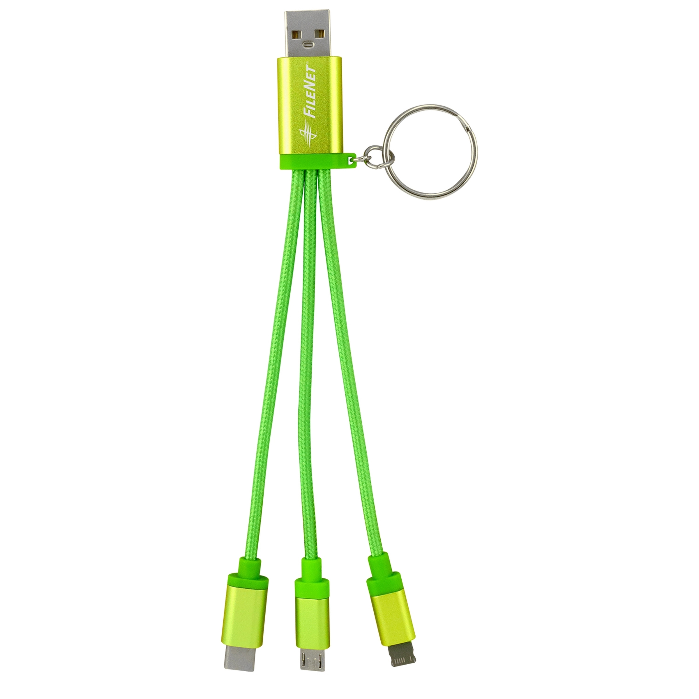 Metallic 3-in 1 Keychain Cable with Type C USB 9