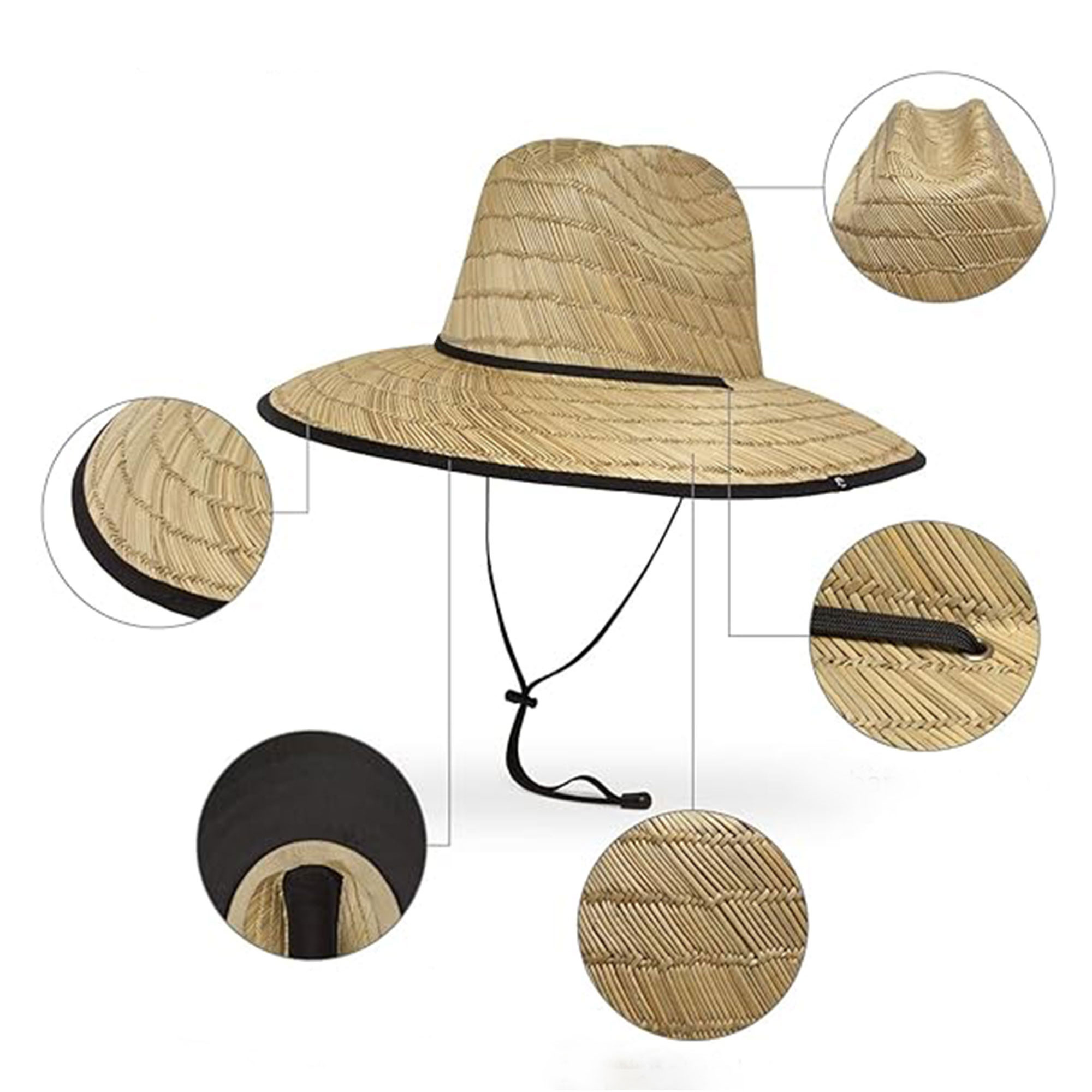 MOQ50 Wide Brim Fishing And Beach Mens Straw Hat 3