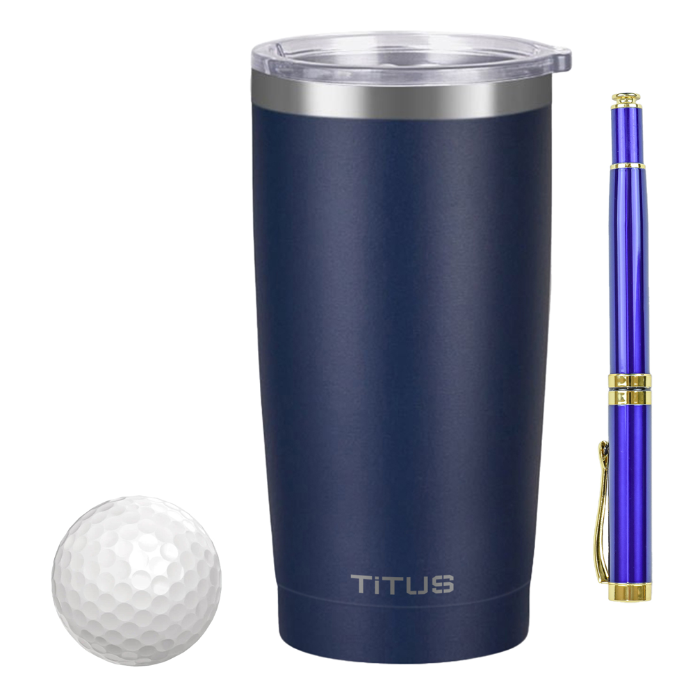 20 oz TiTUS® SS Tumbler, 3 Pack Golf Balls & Luxury Ball Point Pen Gift Set