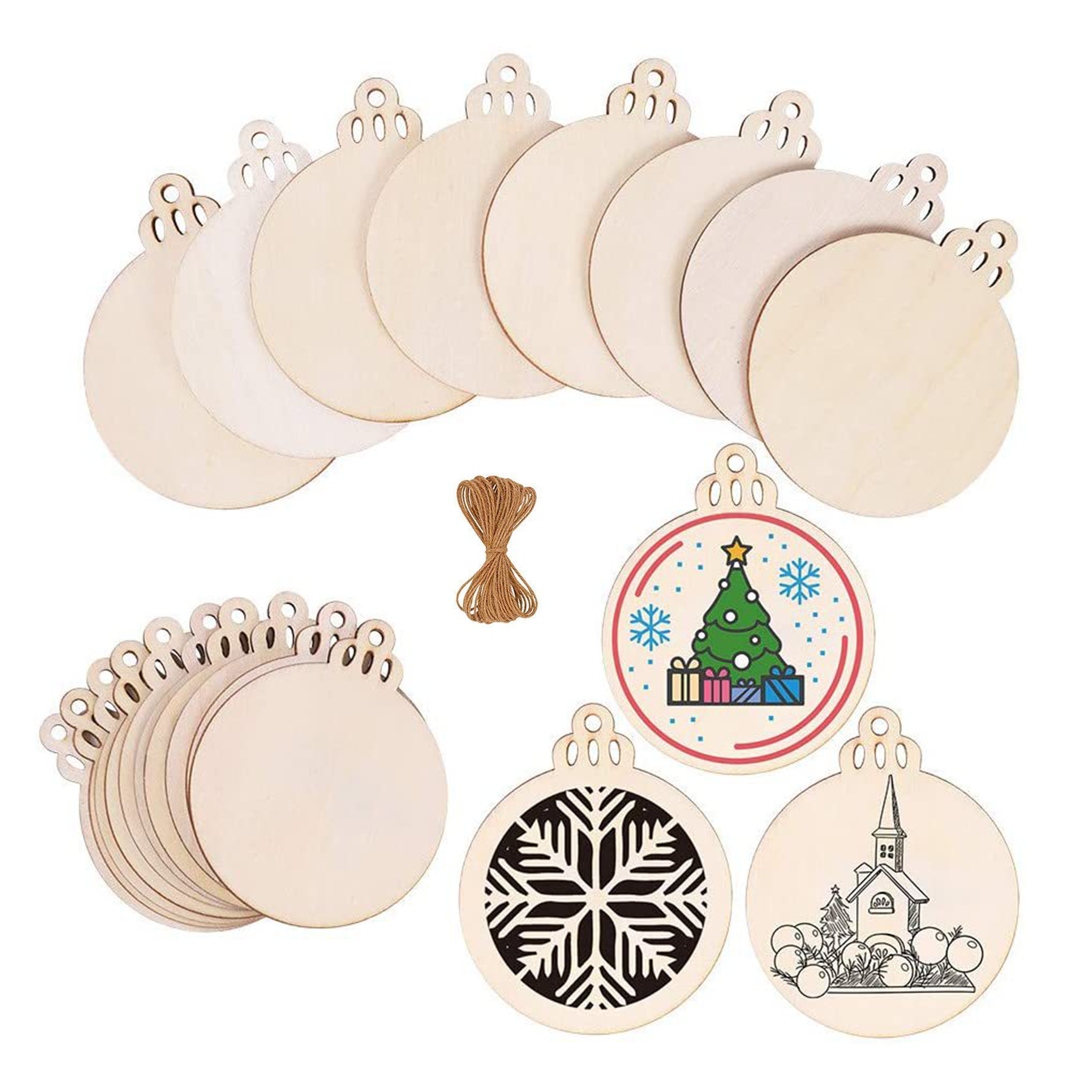 Wooden Christmas Ornaments Slices Circles 3
