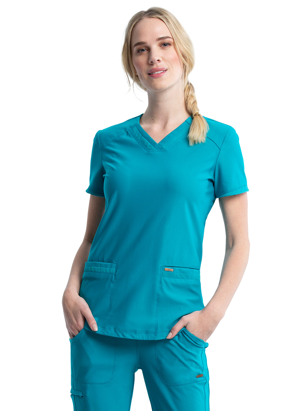 Cherokee - Form - Women's 2-Pocket Curved Hemline V-Neck Top 5