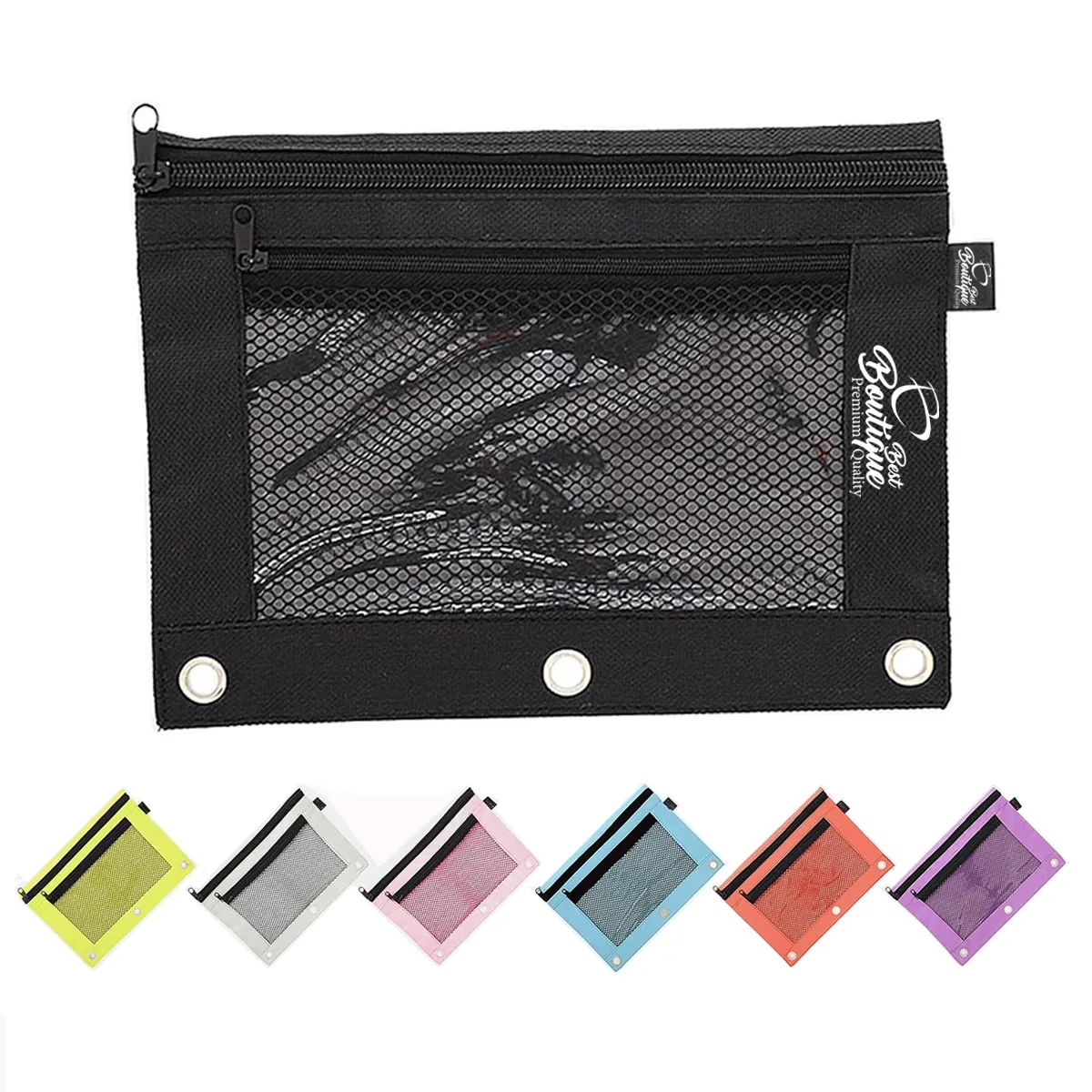 Durable Large Capacity Water Proof 3-Ring Pencil Pouch 3