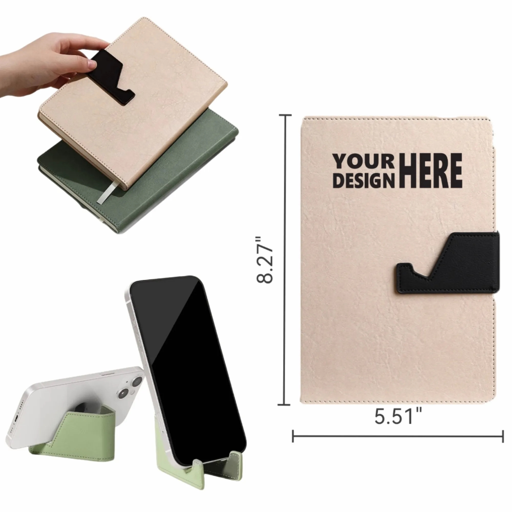 A5 Notebook With Phone Stand, Customizable Business Journal 6