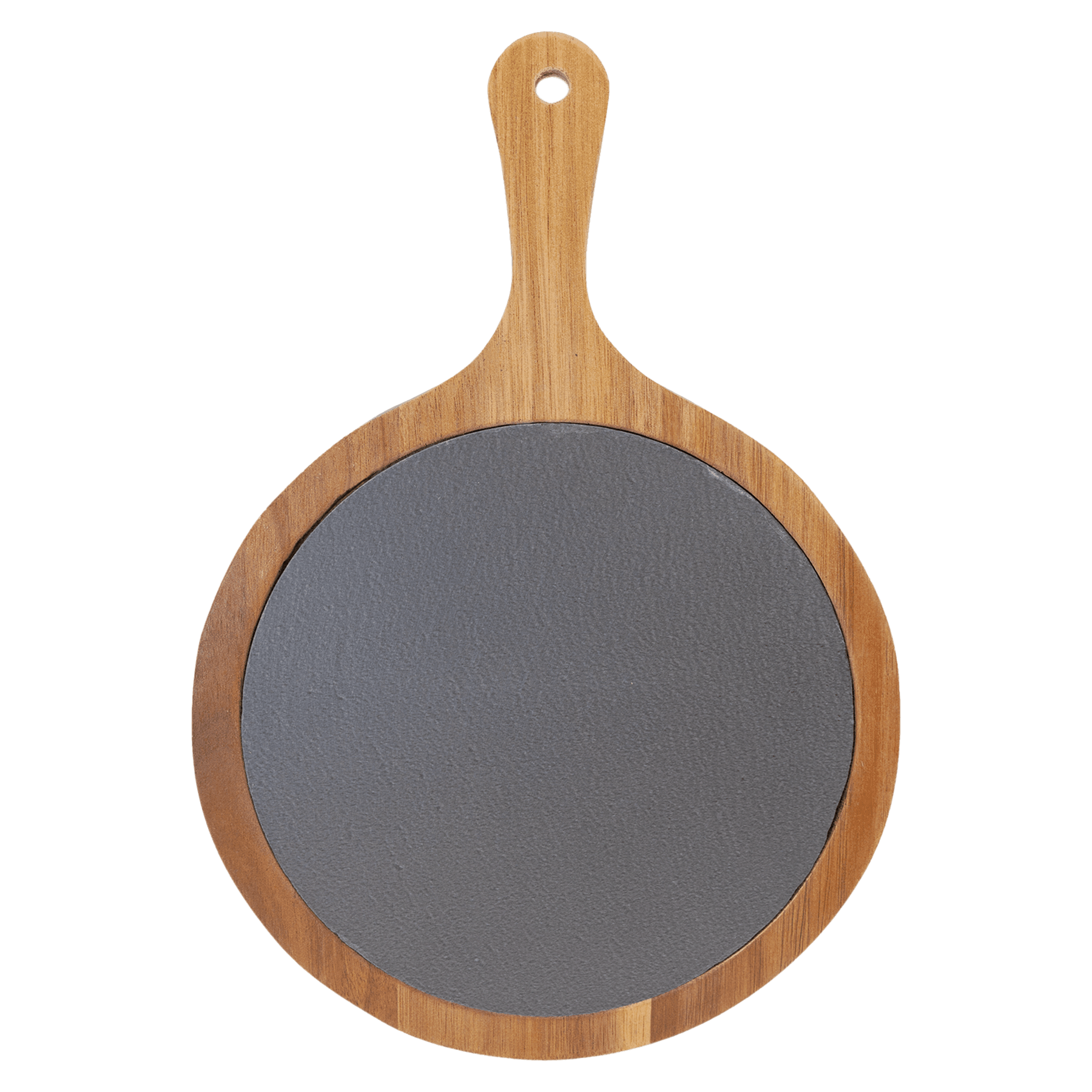 12 1/4" x 8 1/4" Round Acacia Wood/Slate Serving Board with Handle 5
