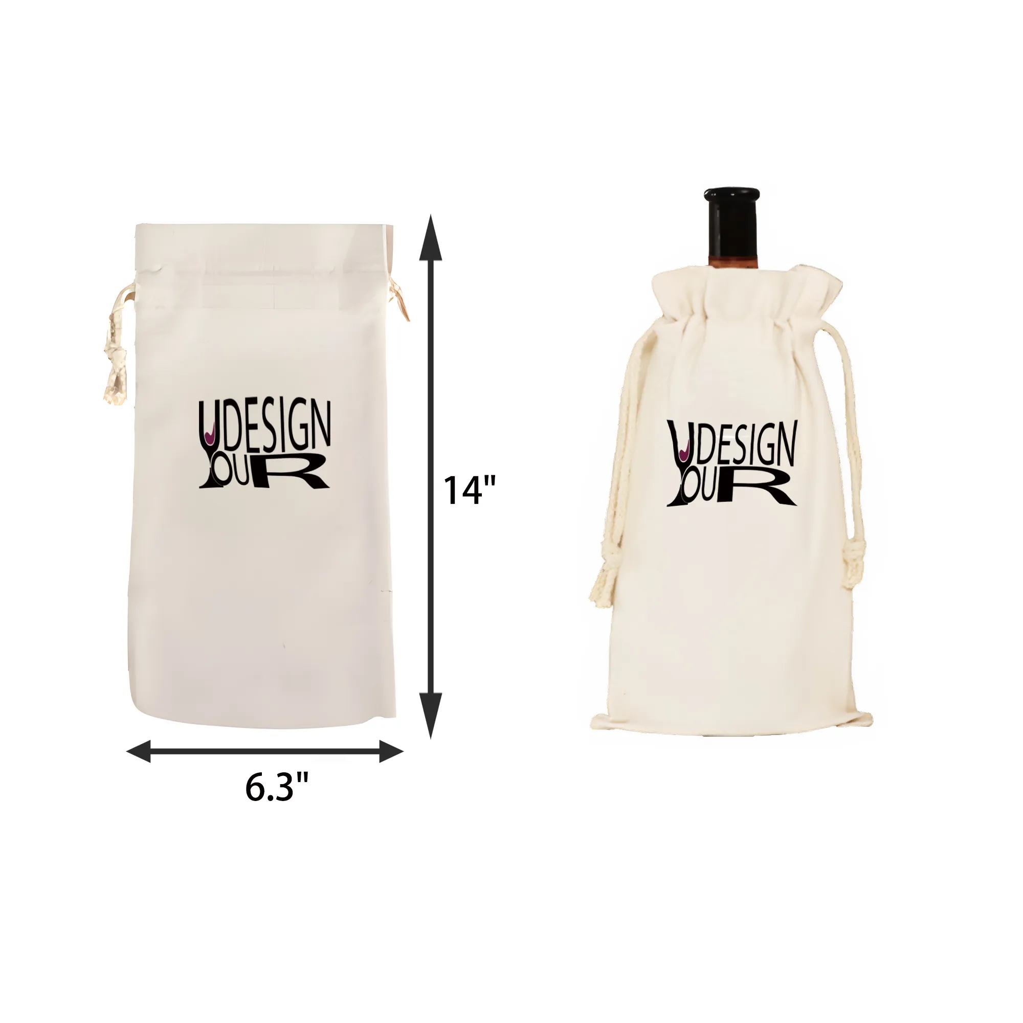 MOQ 50 PCS Drawstring Wine Bottle Canvas Bag 1