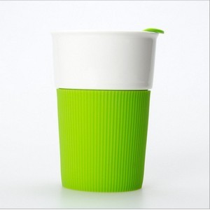 12oz Travel Ceramic Coffee Mug with Silicone Sleeve 12