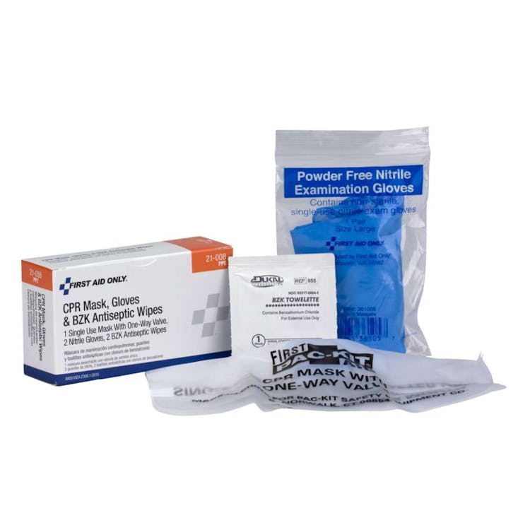 CPR Mask Gloves and Wipes Set 1