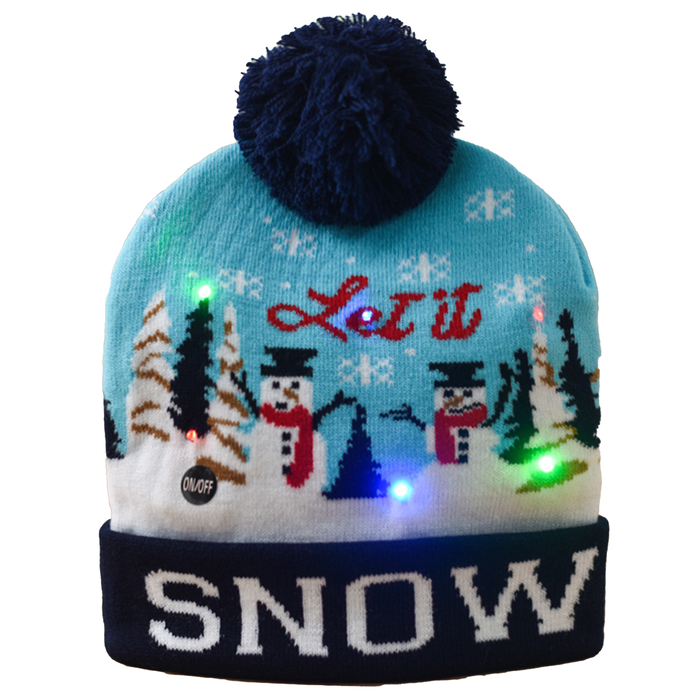Acrylic Knitted Luminous Christmas Hat With Ball 10
