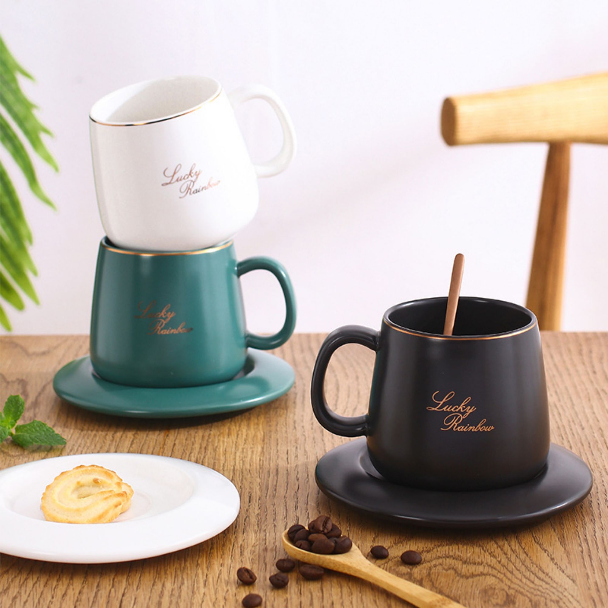 14 oz Ceramic Mug with Tray 4