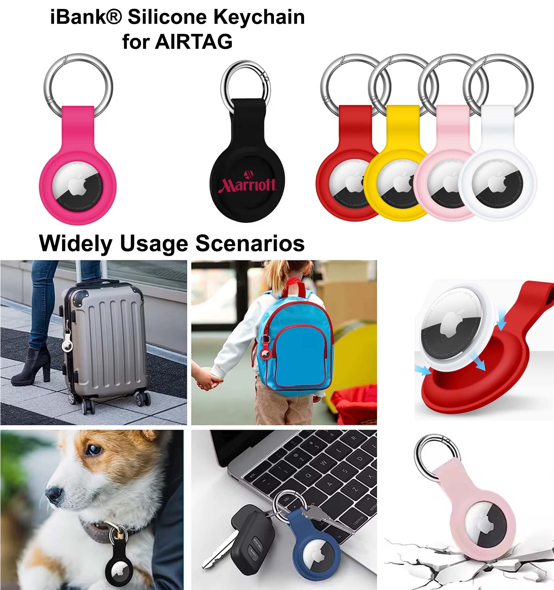 iBank ® Silicone Keychain compatible with AirTag 1