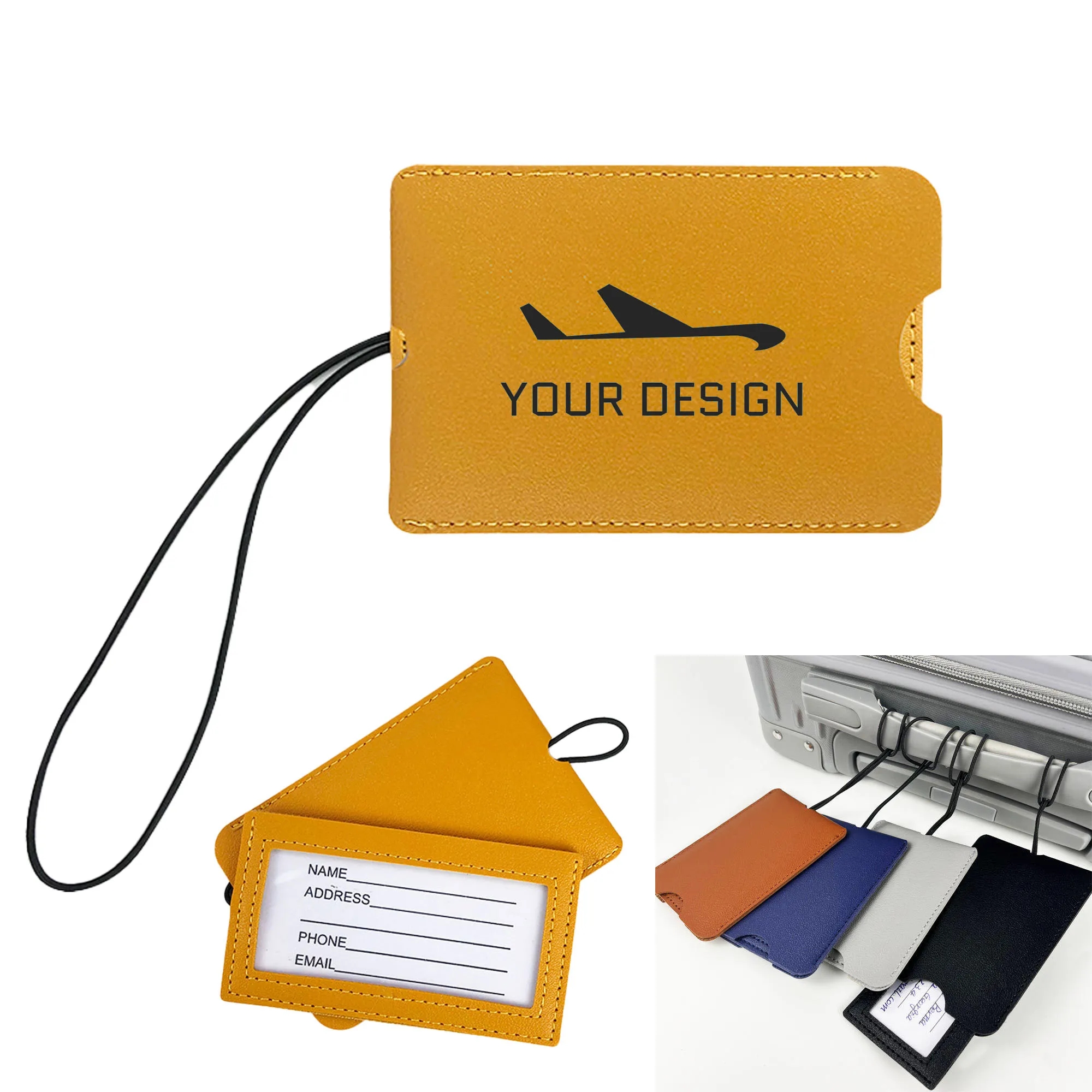 Elegant PU Leather Luggage Tag for Stylish Travelers 4