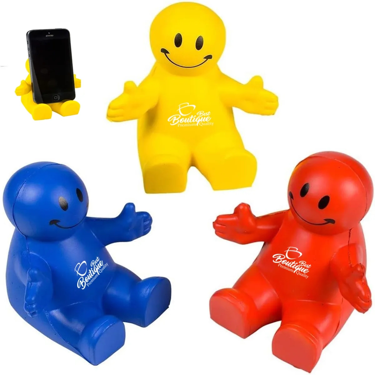 Squeezable Stress Reliever Colorful Smiley Face Phone Holder 1