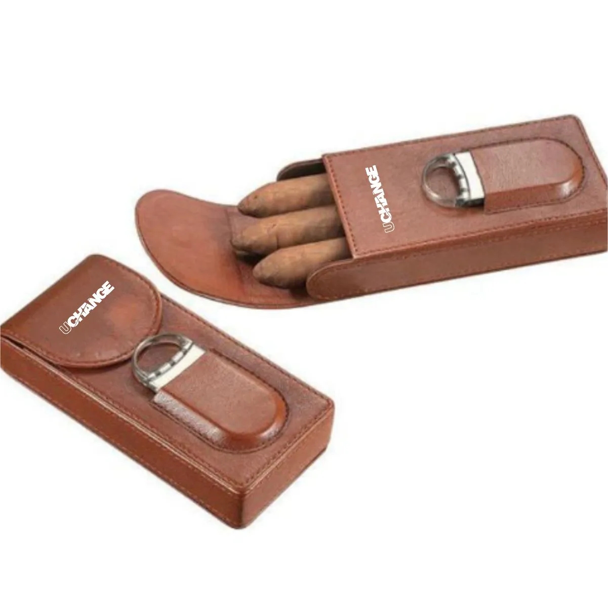 Genuine Leather Cigar Case Humidor With Cutter 7