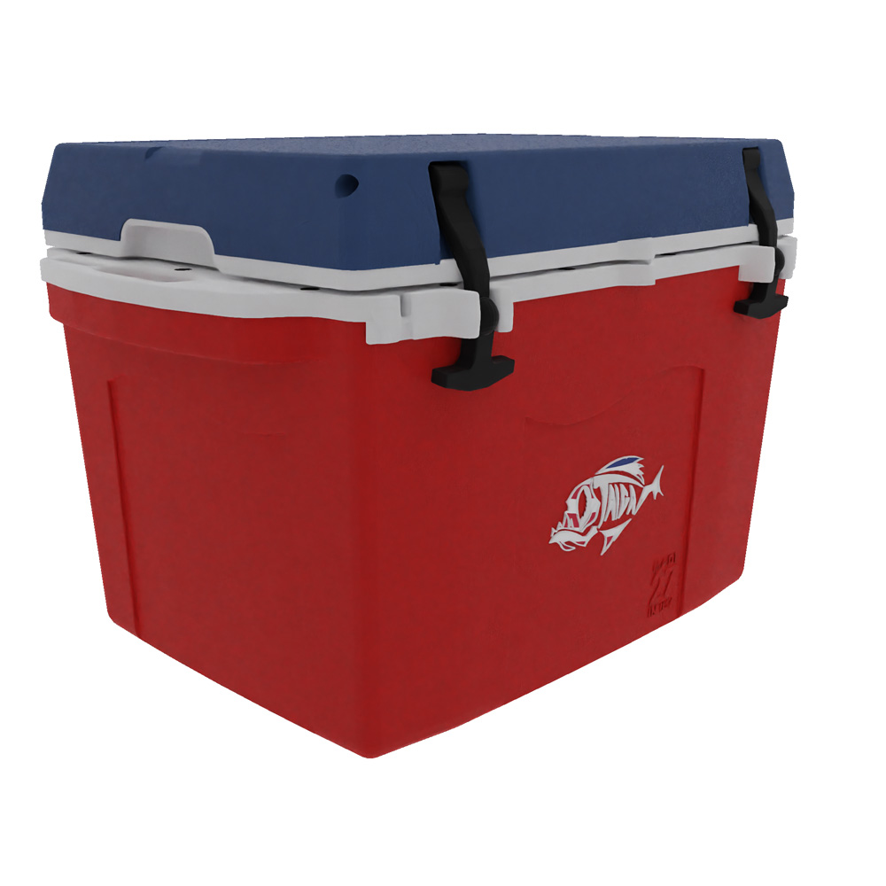 Taiga 27 Quart Cooler: Custom molded Logo, Custom PMS Color 21