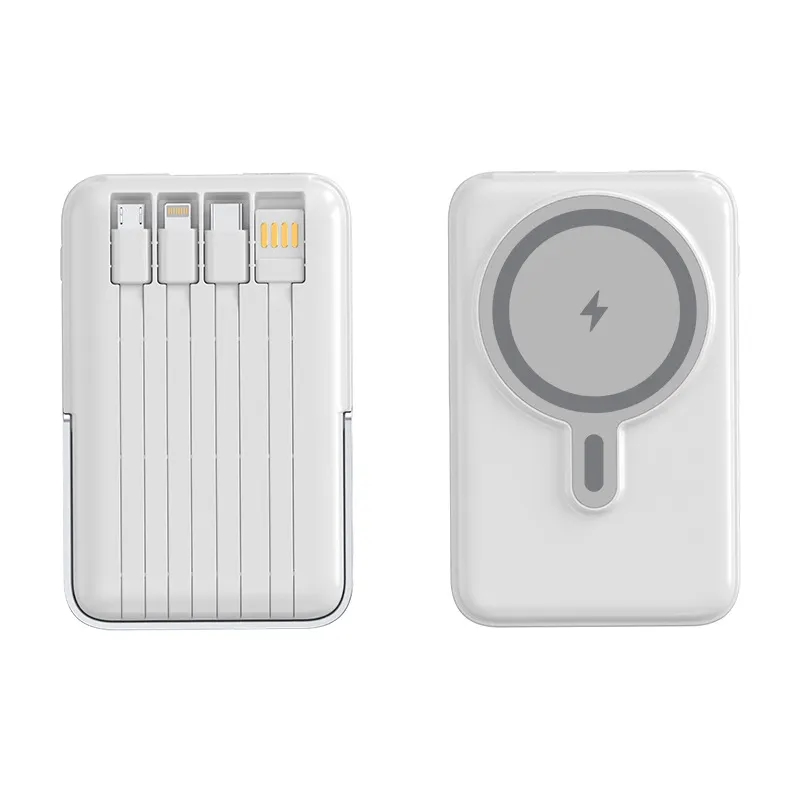 5000mAh Mag-Safe Battery Pack with Stand & Built-in Cables 7